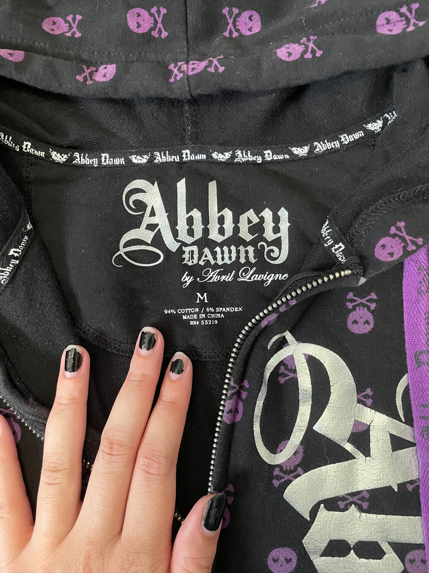 abbey dawn skull zip up