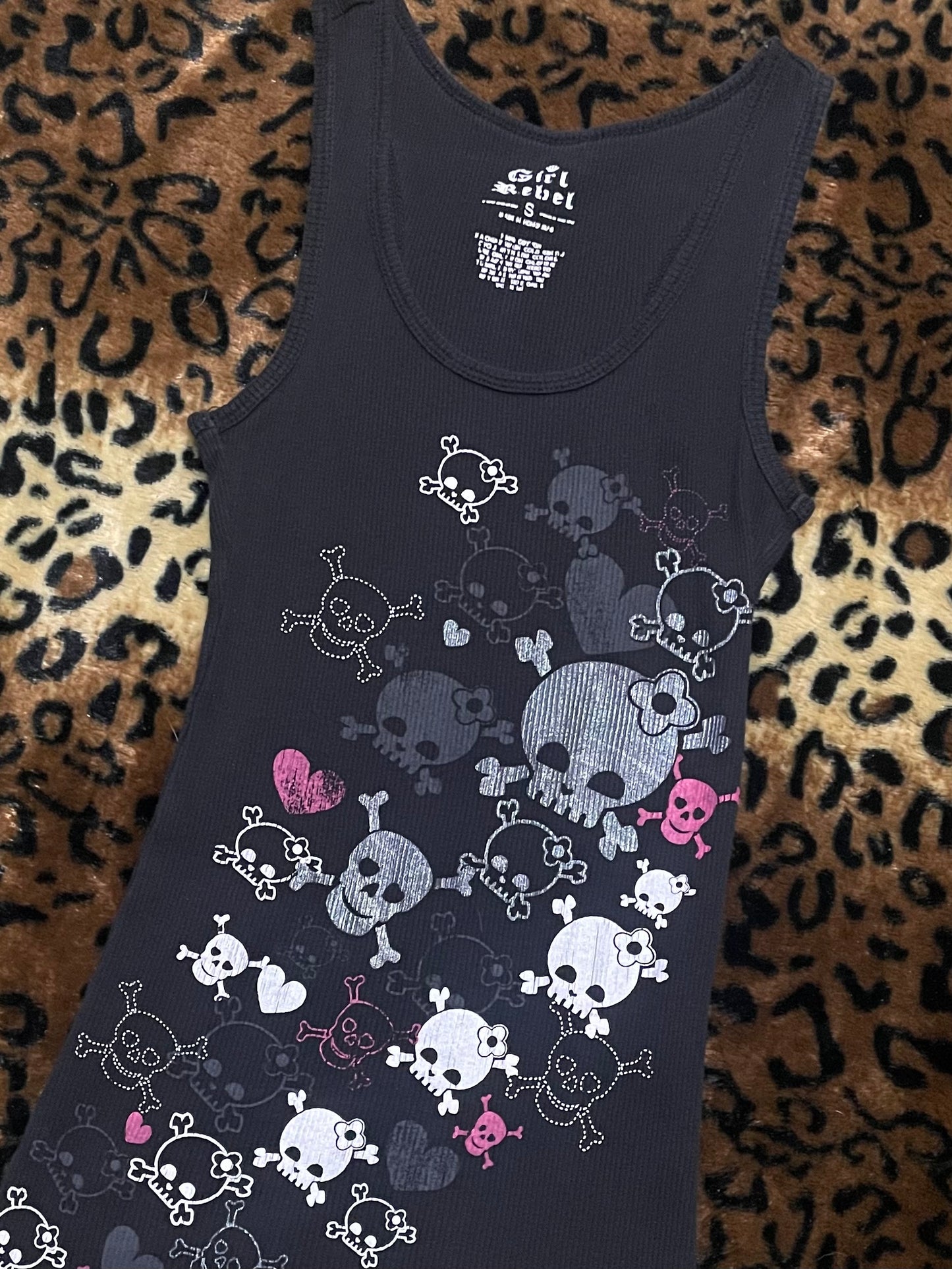 all over skull print tank