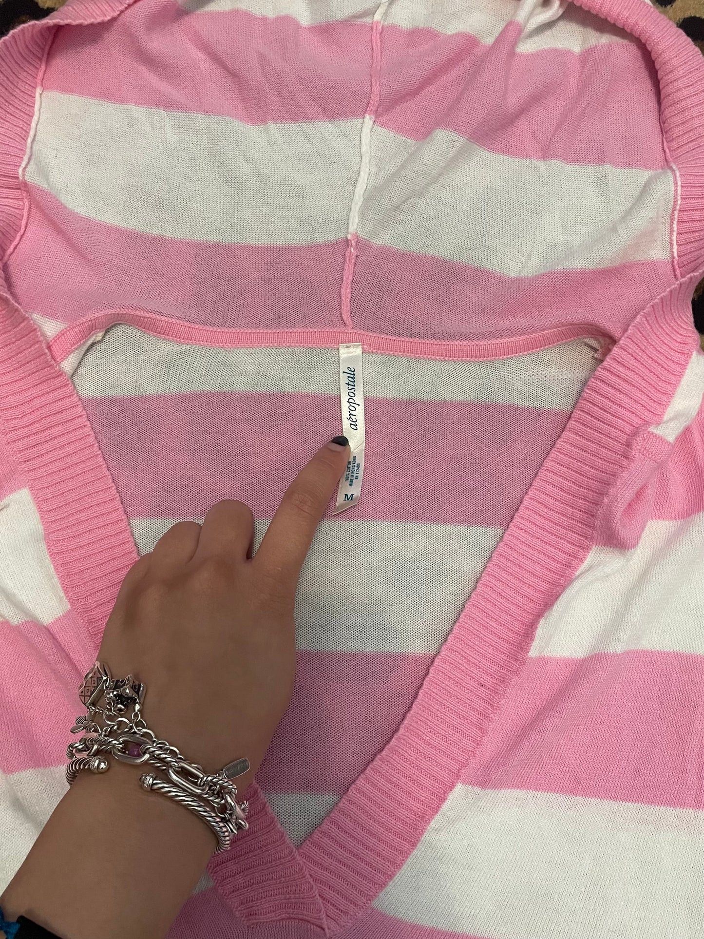 aeropostale striped hooded knit shirt