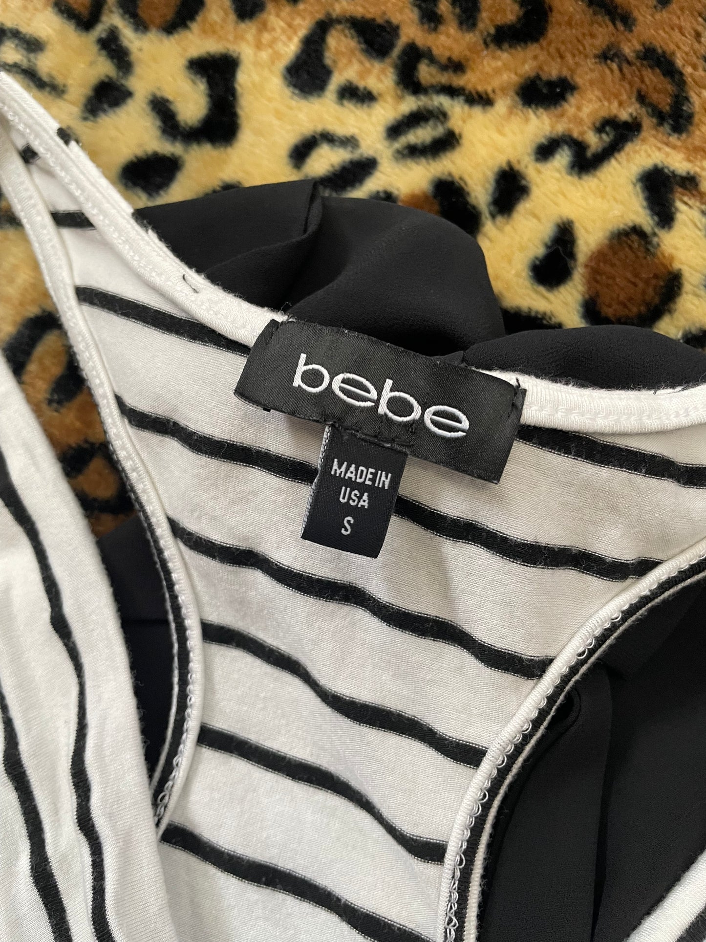 bebe striped mini dress w/ bow detail