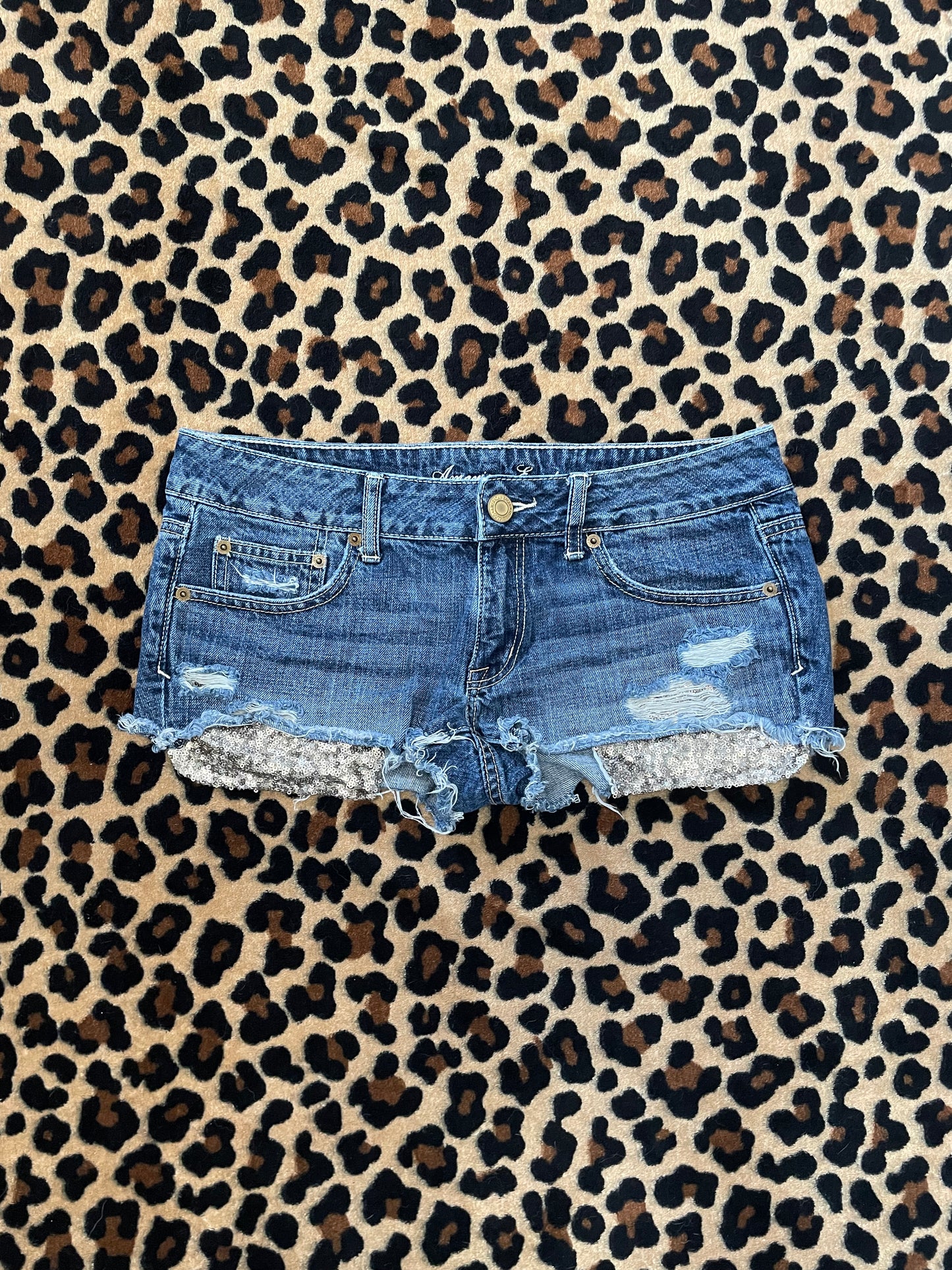 american eagle lowrise mini shorts w/ sequins pockets