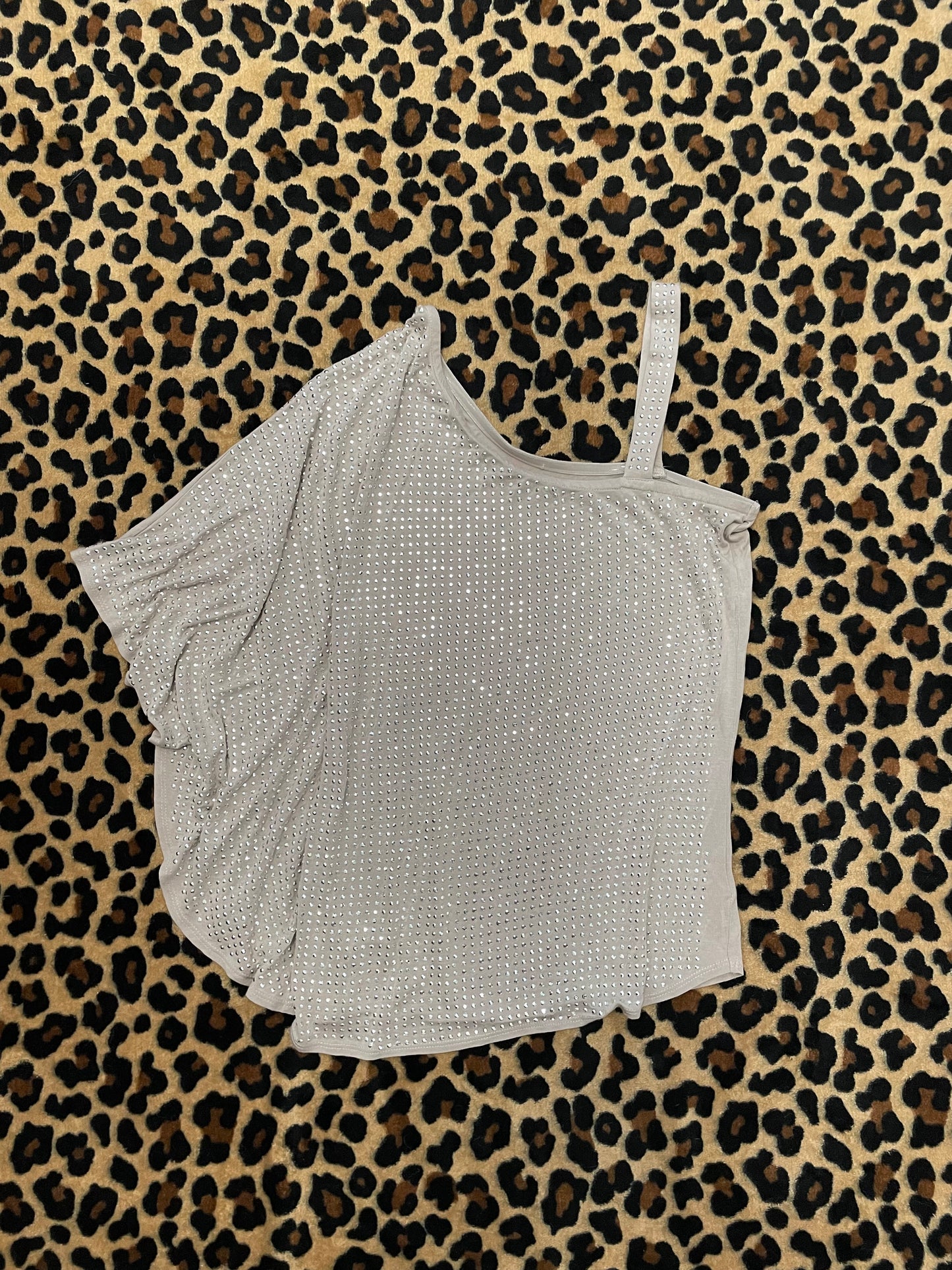 rhinestone one shoulder shirt