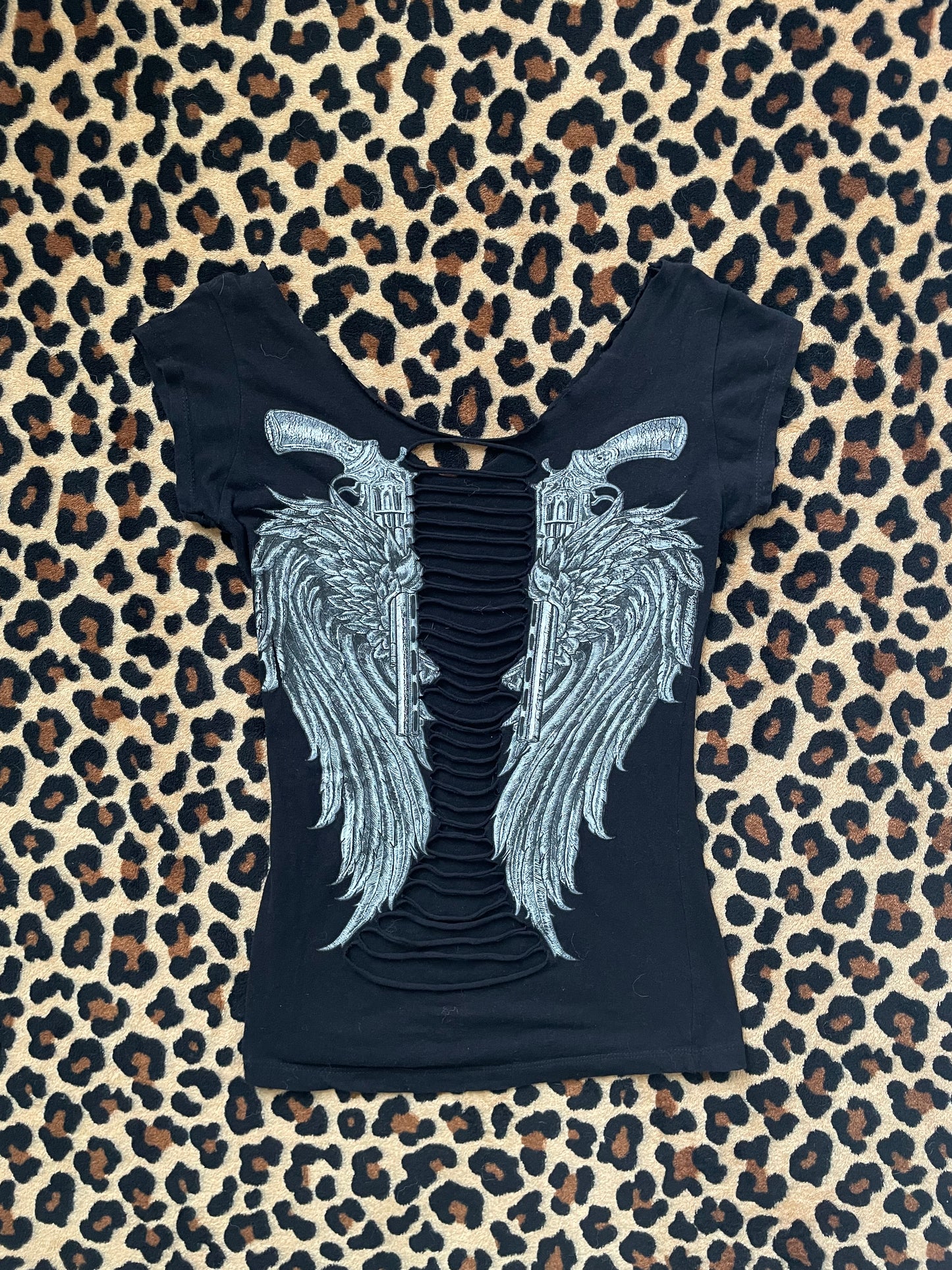 angel wing cut out tee