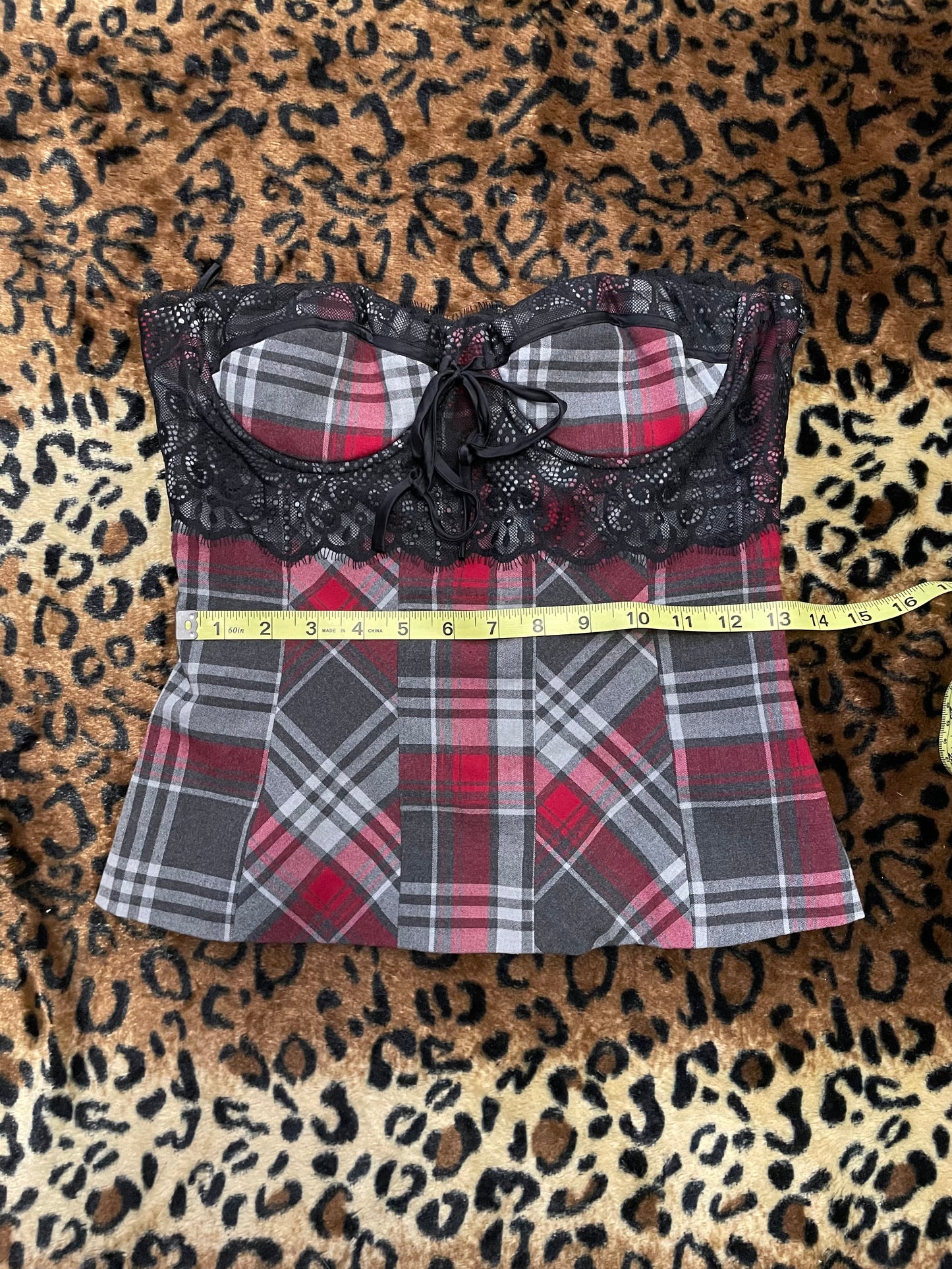 arden b. plaid lace corset top
