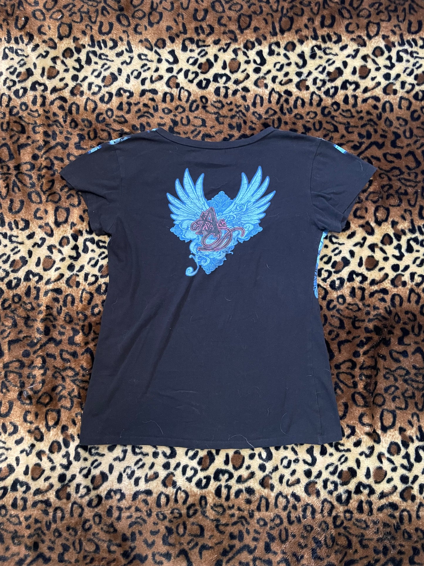 bedazzled angel wing tee