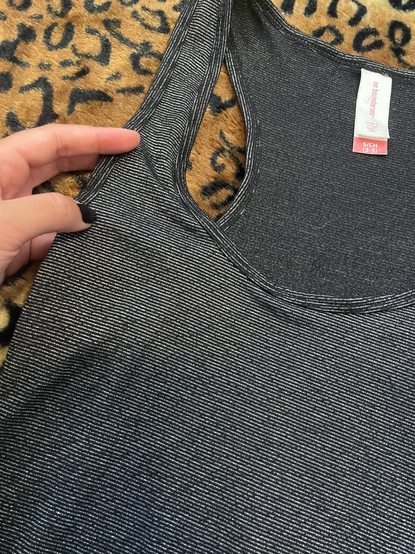 no boundaries silver striped tank