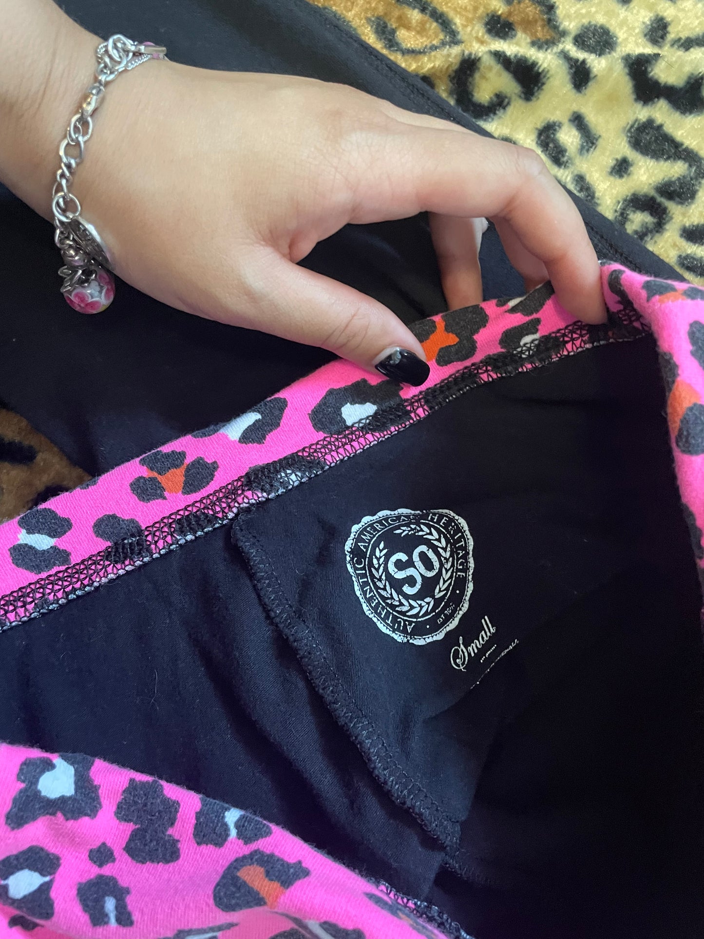 SO cheetah lowrise foldover flare leggings