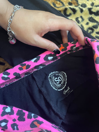 SO cheetah lowrise foldover flare leggings
