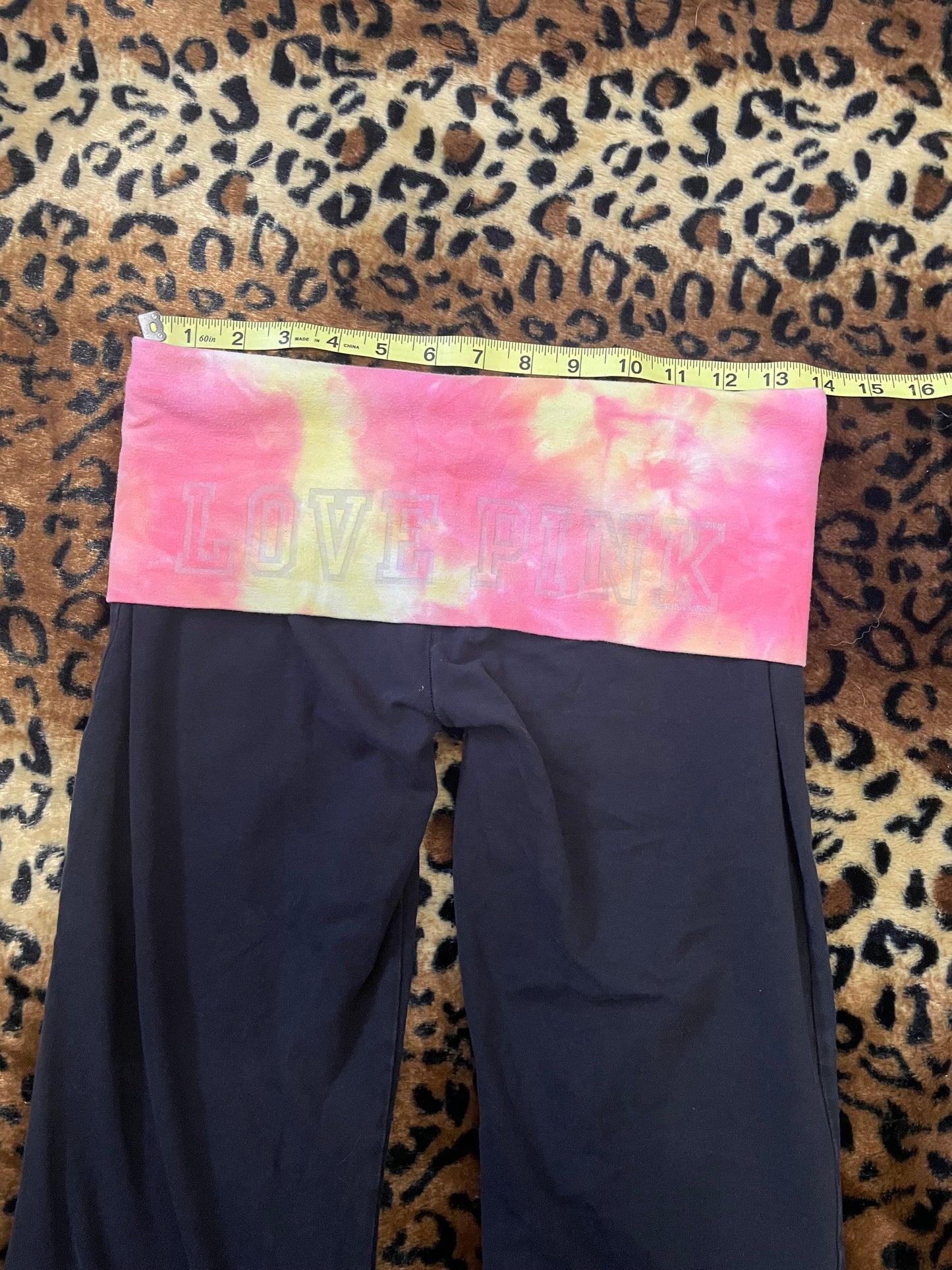 VS Pink tie dye foldover leggings