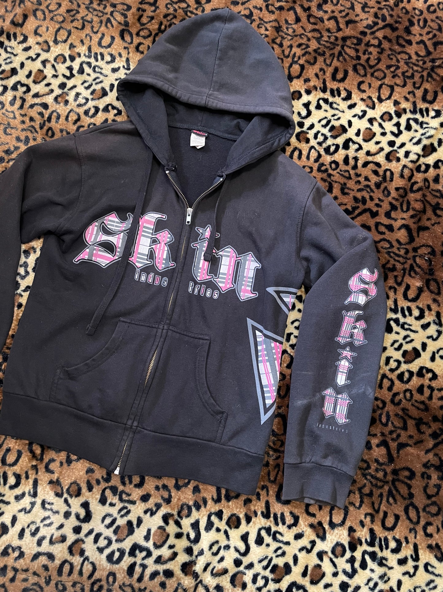 skins plaid cross zip up