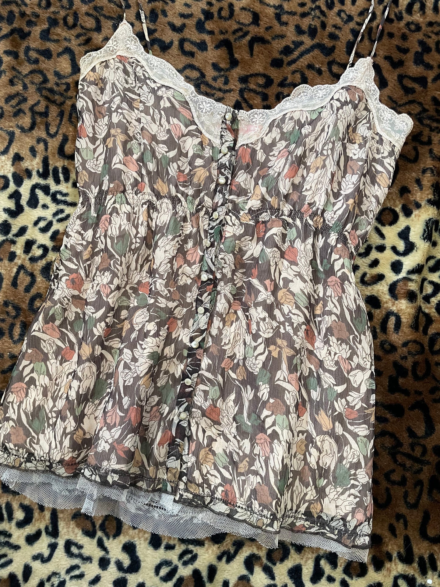 floral babydoll lace trim tank
