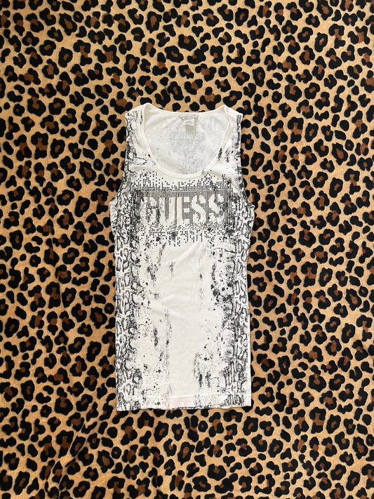 bedazzled guess snakeskin tank