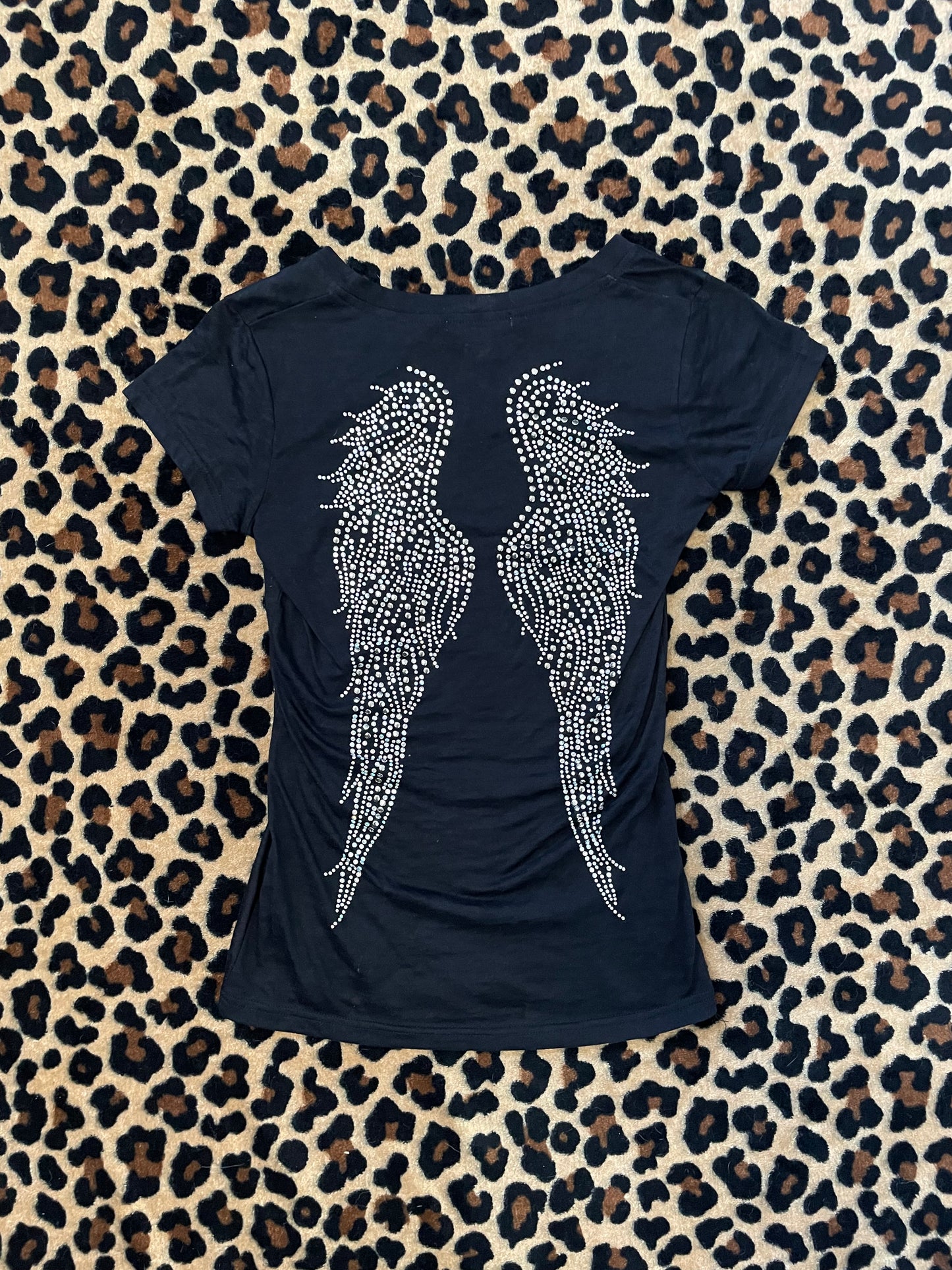 bedazzled angel wing tee