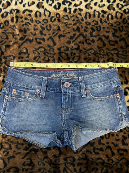 american eagle lowrise denim mini shorts