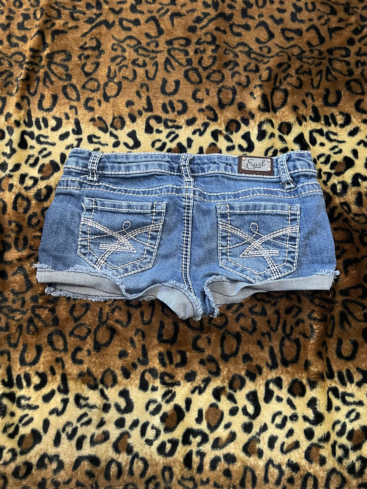 denim lowrise mini shorts