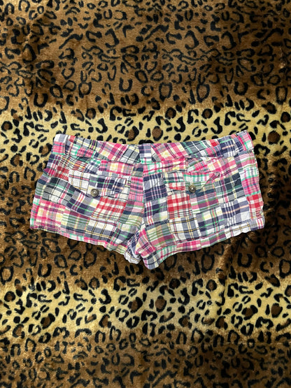 american eagle low rise plaid mini shorts