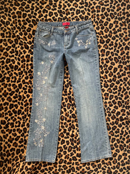 beaded low rise denim pants