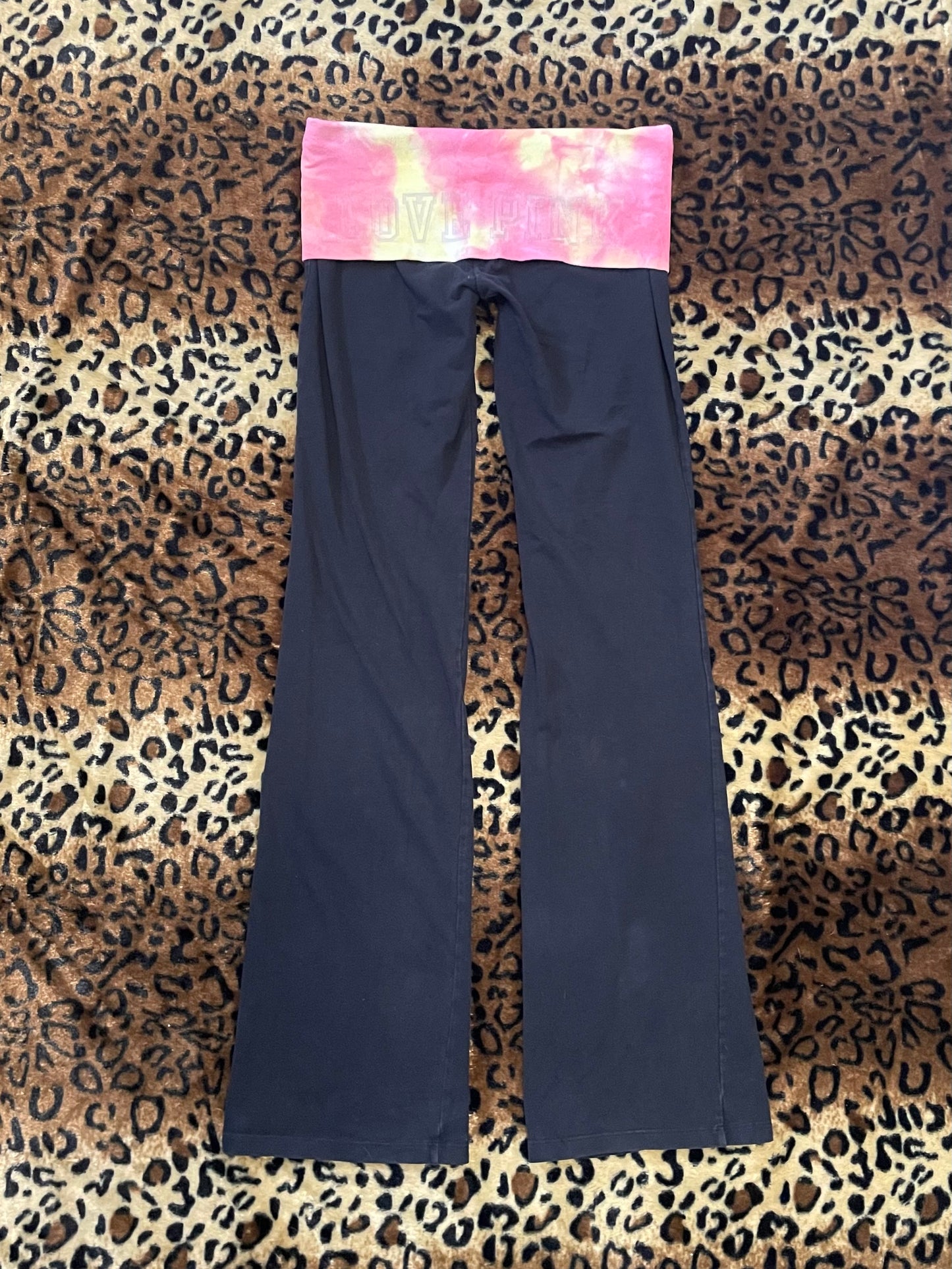 VS Pink tie dye foldover leggings