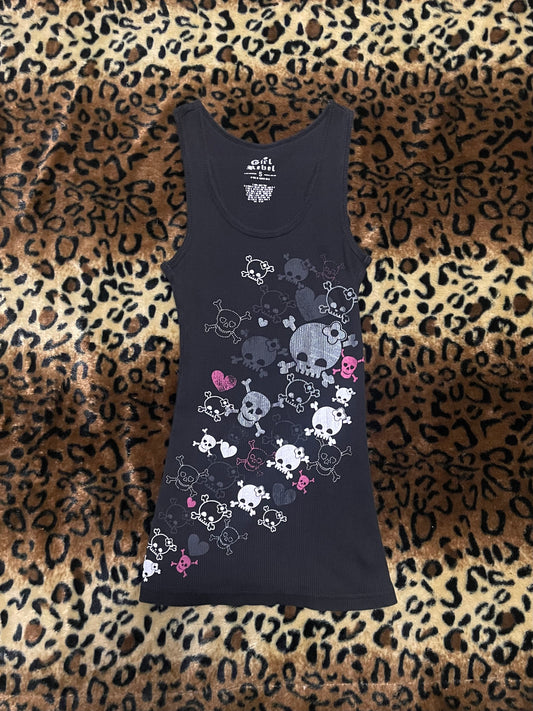 all over skull print tank