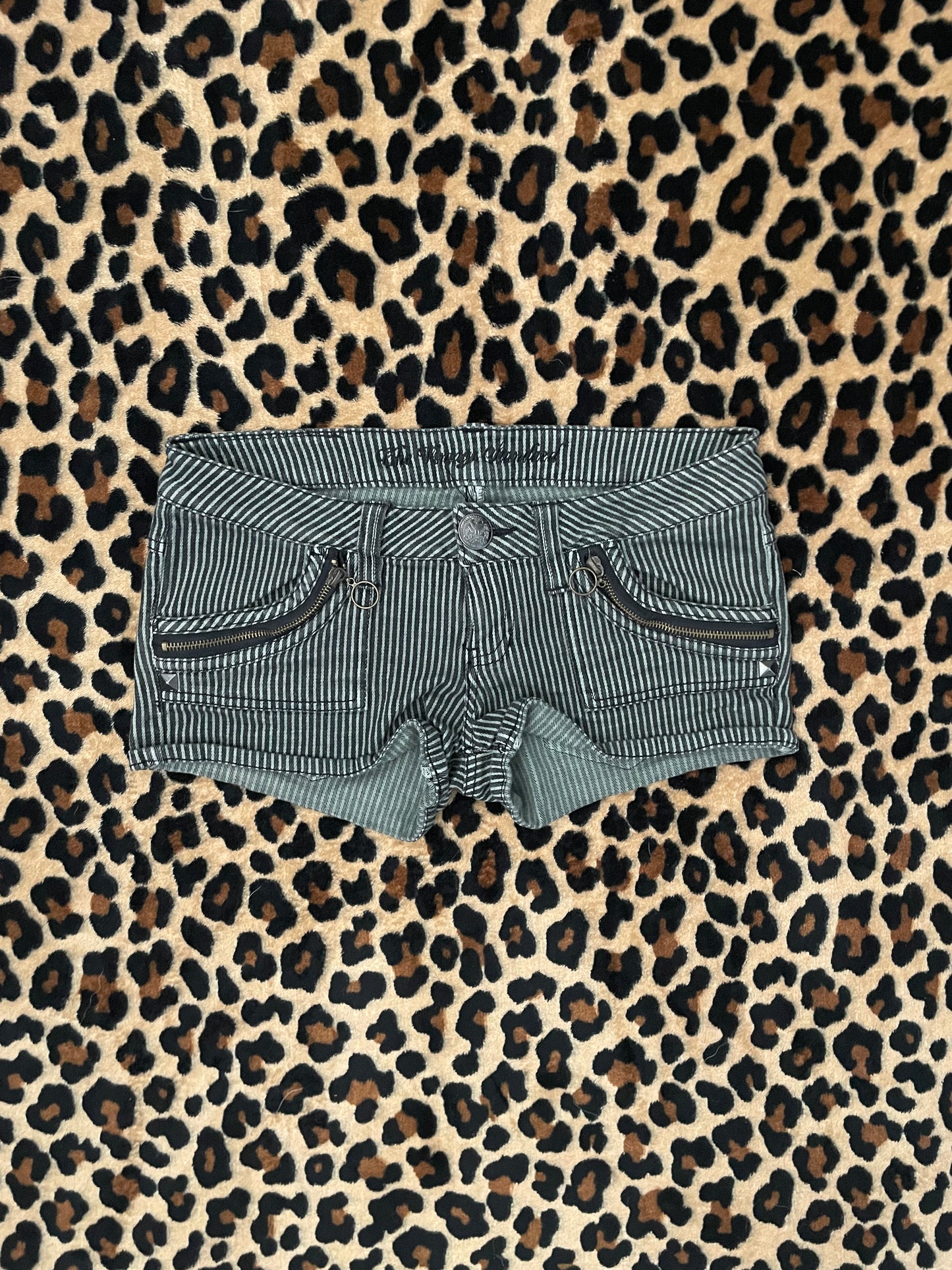 japanese pinstripe mini shorts