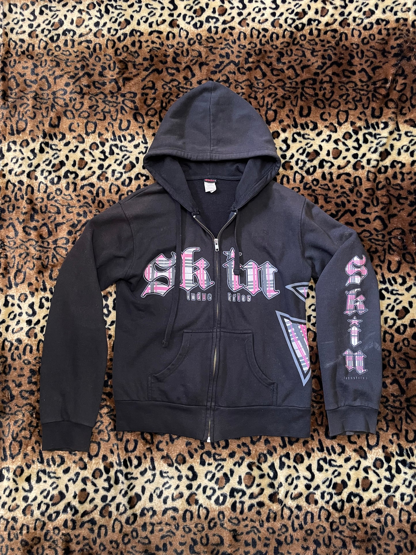 skins plaid cross zip up