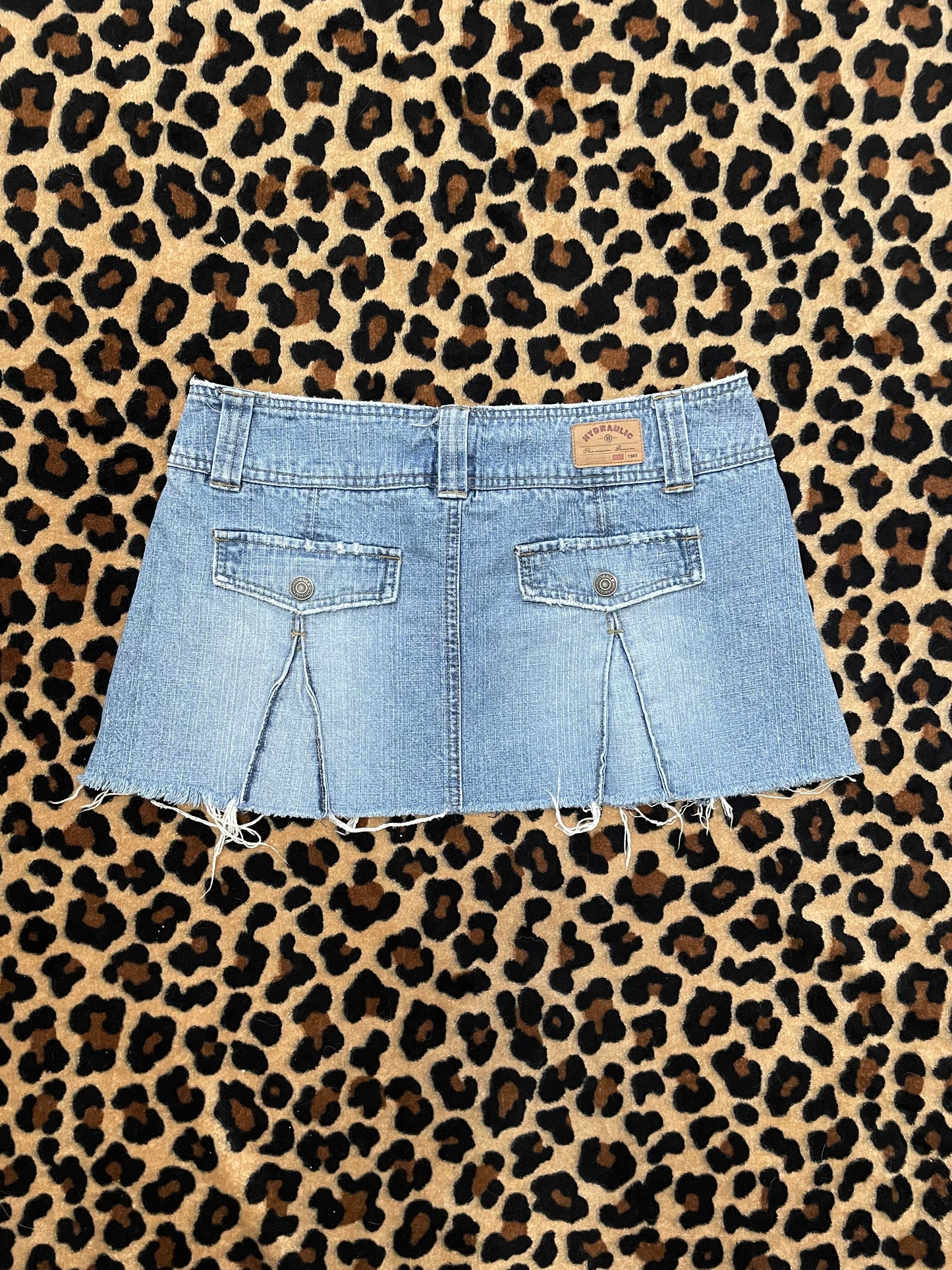 hydraulic denim mini skirt
