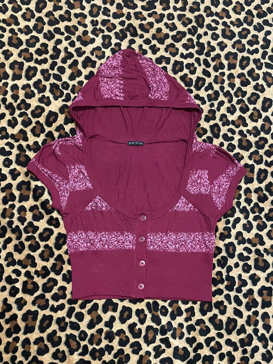 fang hooded cropped cardigan