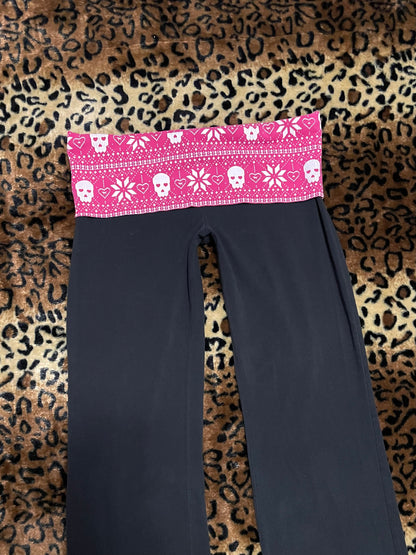 VS Pink skull foldover lowrise flare leggings
