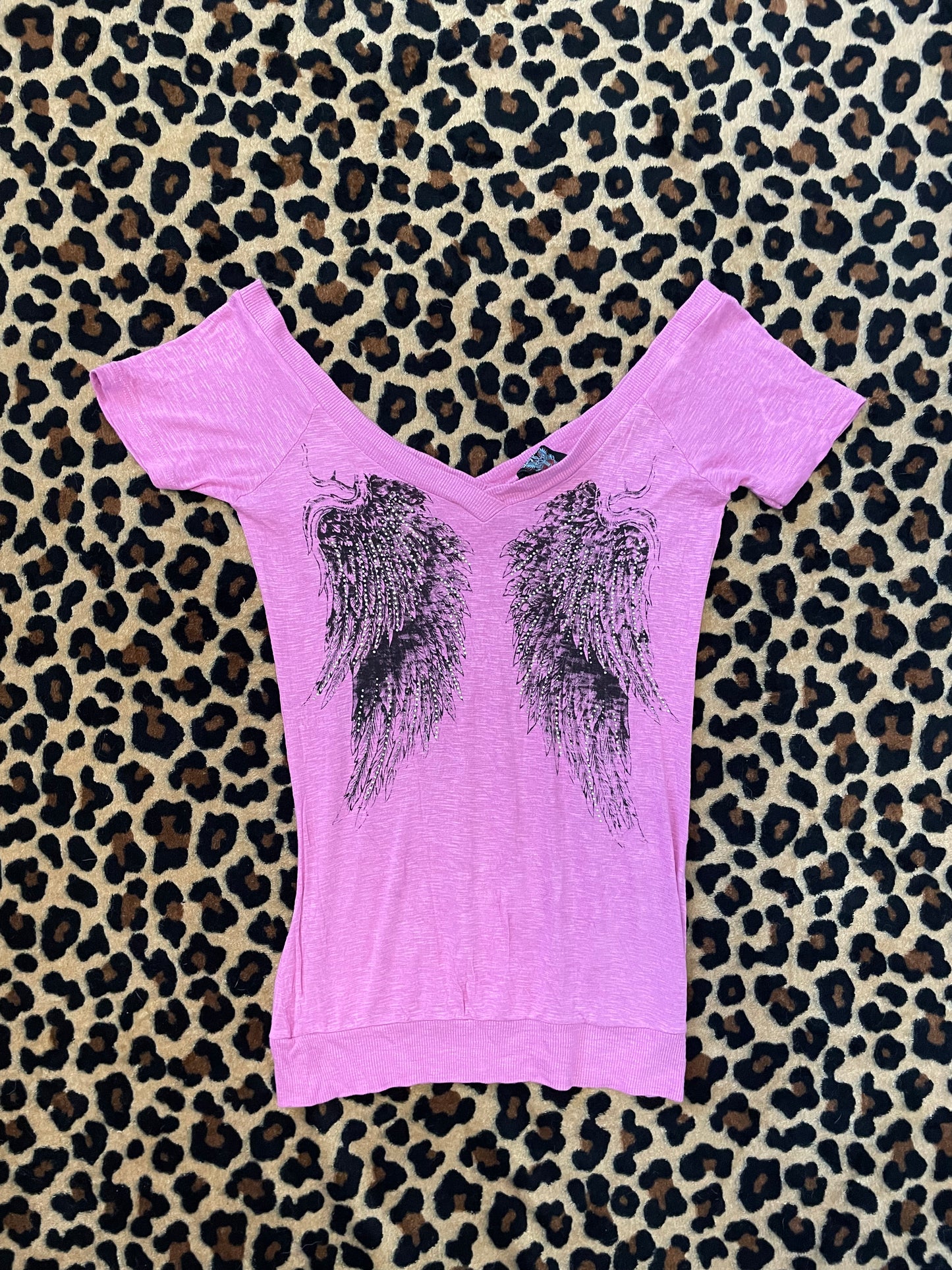bedazzled angel wing tee
