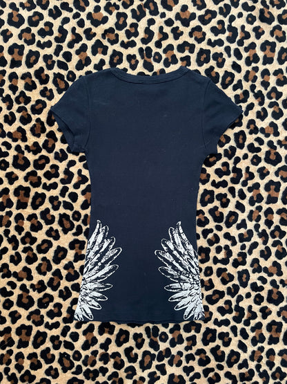 bedazzled crown and angel wing tee