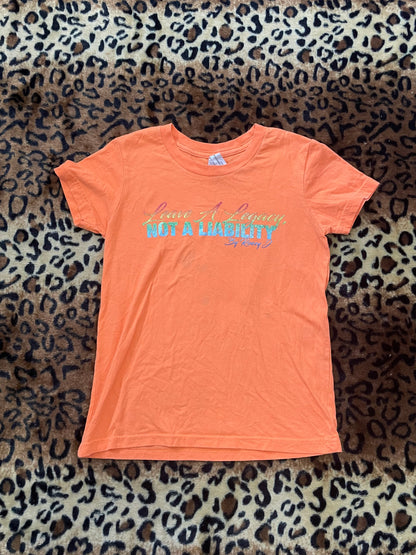 love a legacy not a liability slogan baby tee
