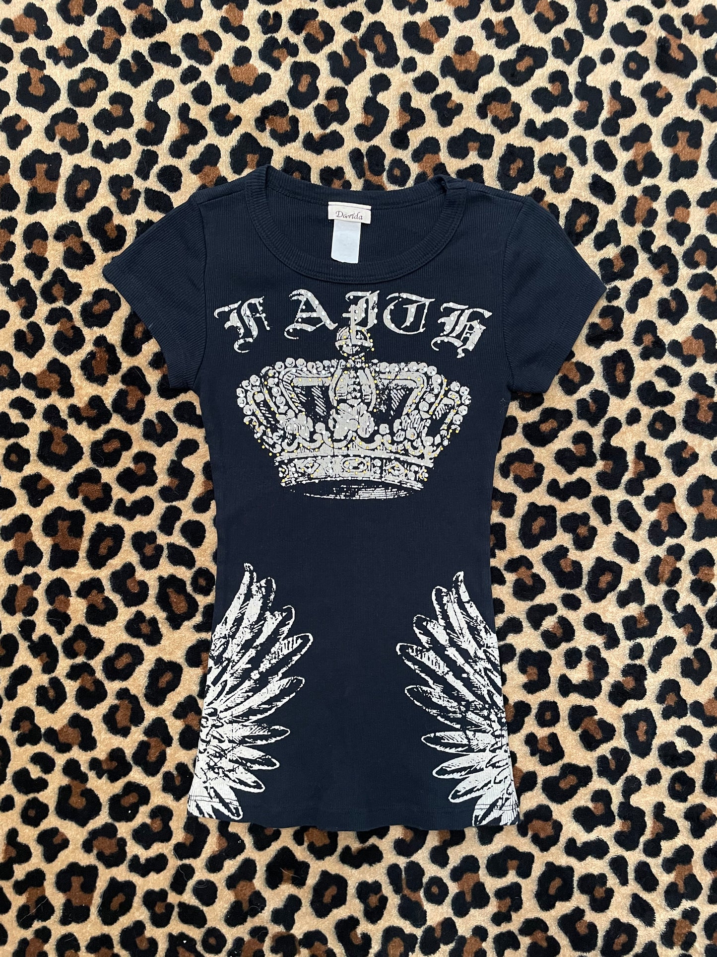 bedazzled crown and angel wing tee