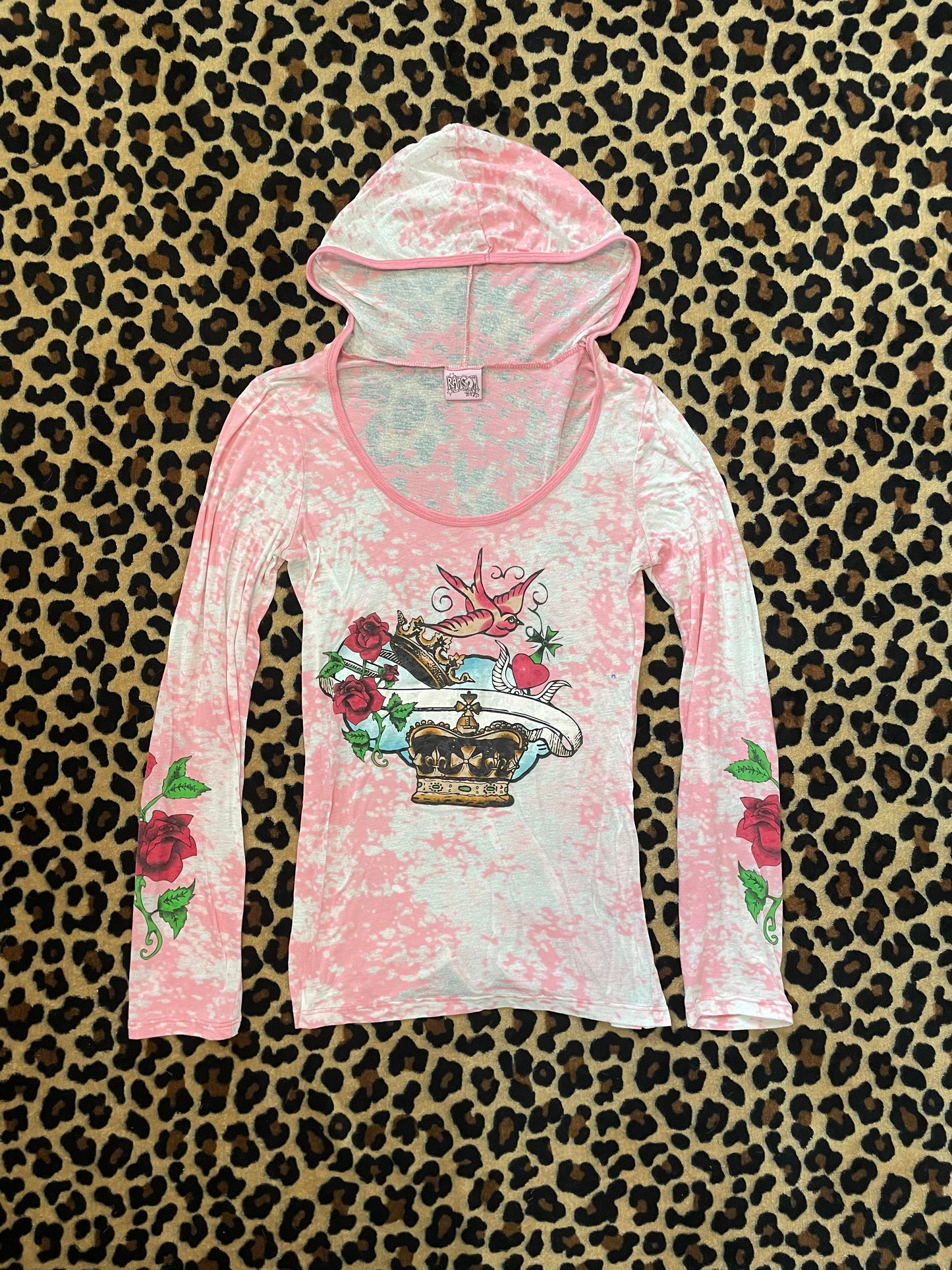 grunge style mesh hooded longsleeve
