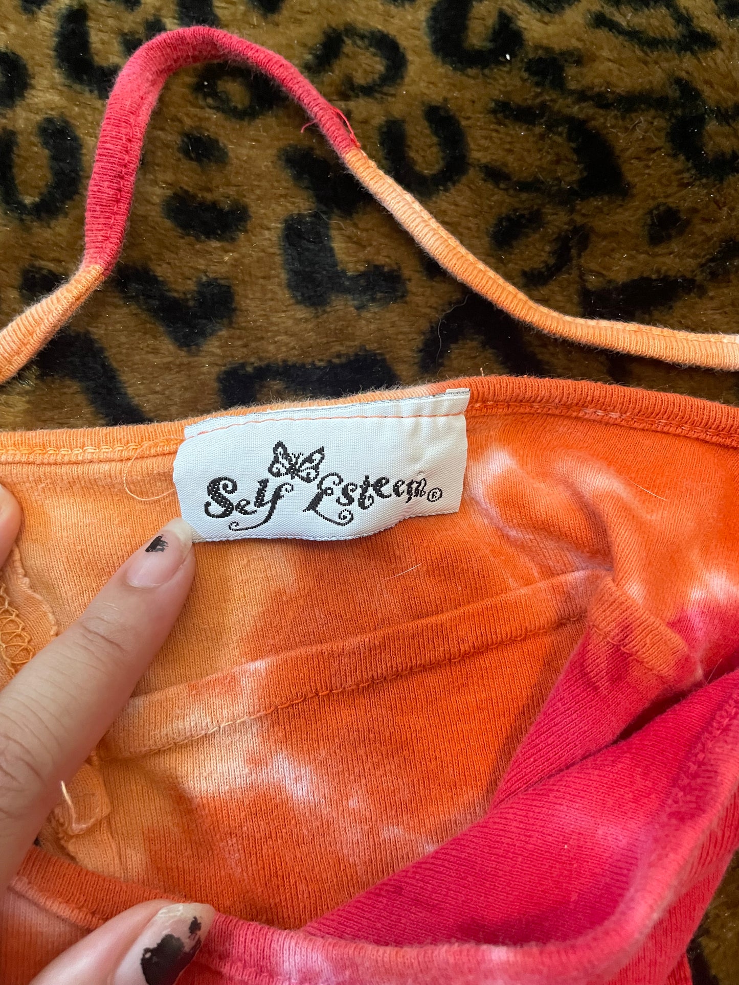 self esteem backless tie dye tank