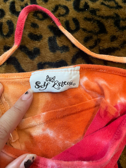 self esteem backless tie dye tank