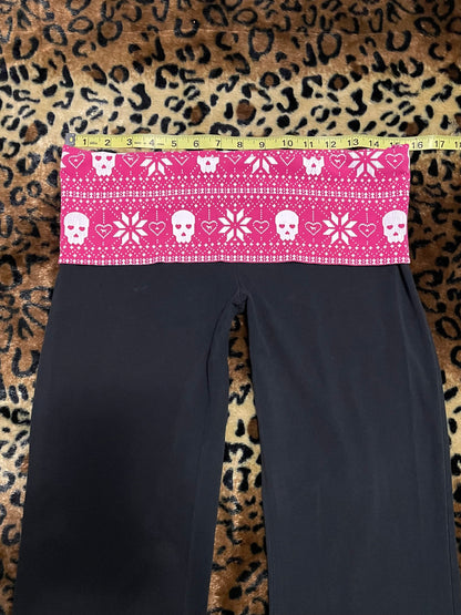 VS Pink skull foldover lowrise flare leggings