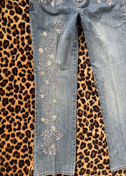 beaded low rise denim pants