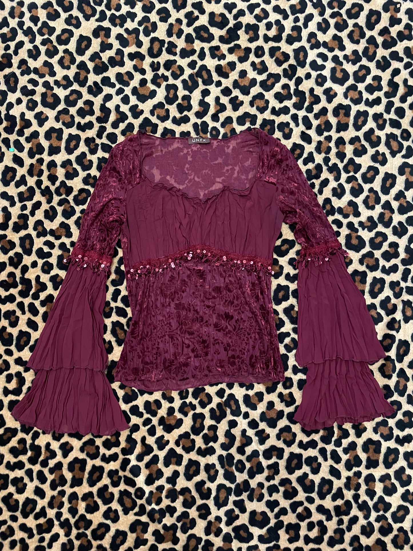 velvet mesh floral babydoll longsleeve