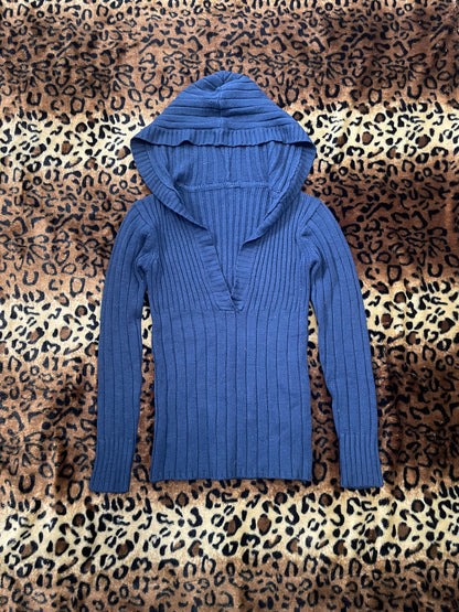 xhileration fitted knit hooded longsleeve