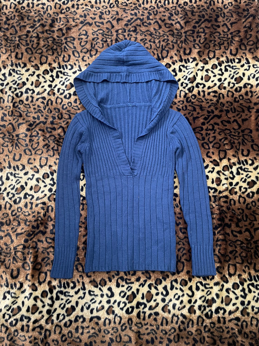 xhileration fitted knit hooded longsleeve