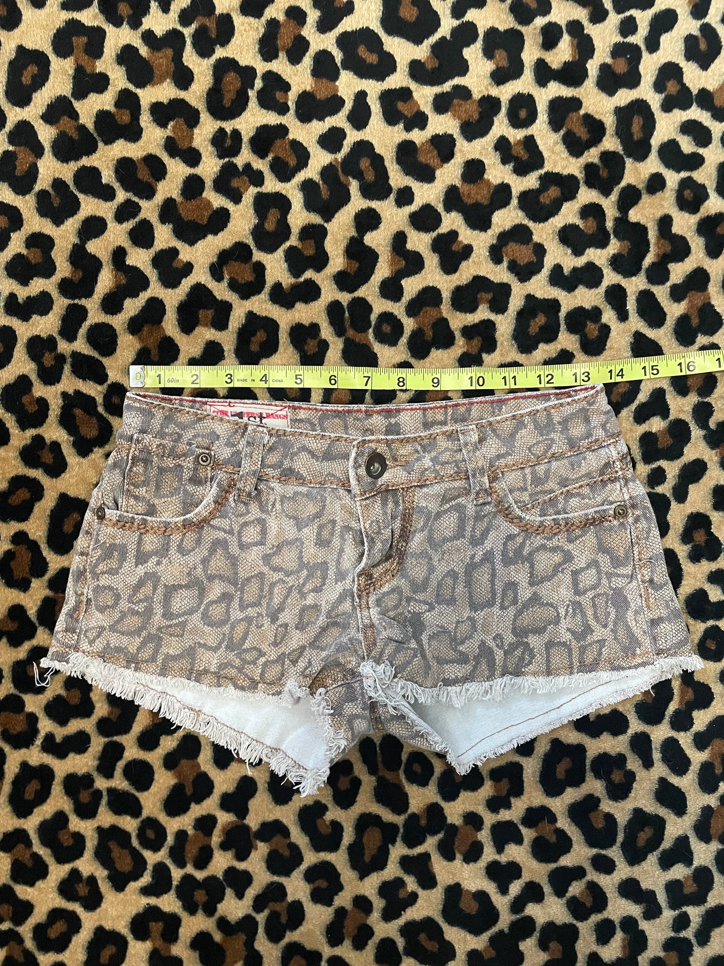 cheetah print lowrise mini shorts