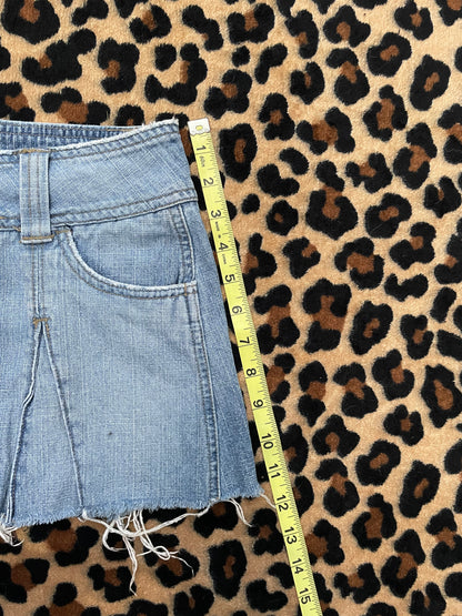 hydraulic denim mini skirt