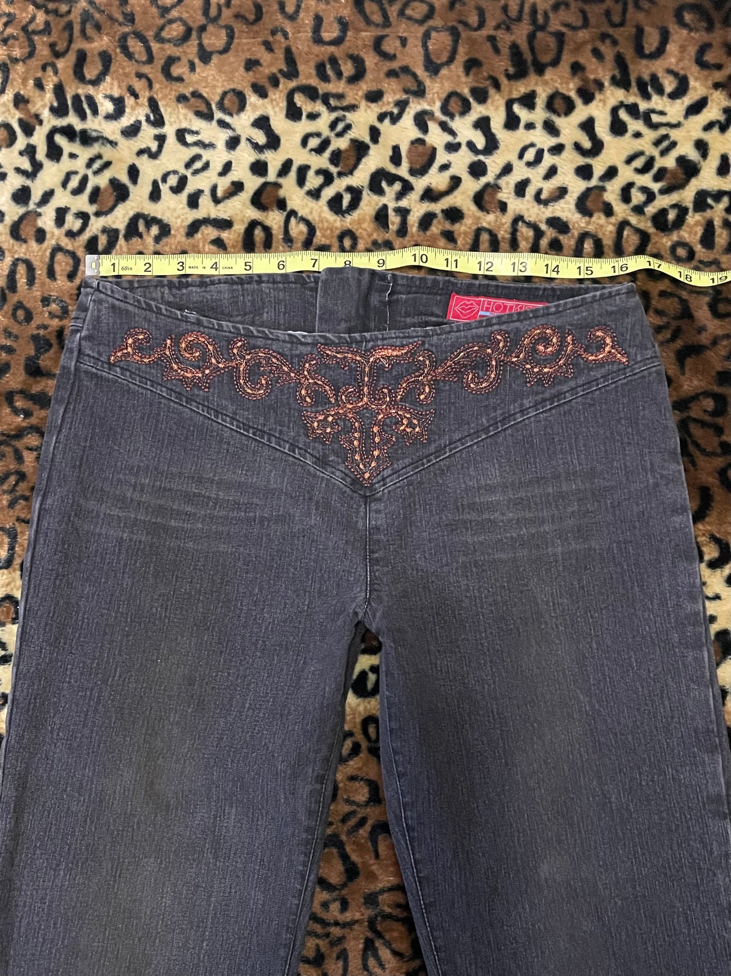 hot kiss lowrise embroidered flare jeans