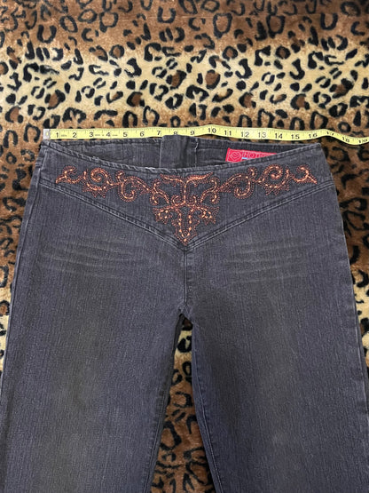hot kiss lowrise embroidered flare jeans