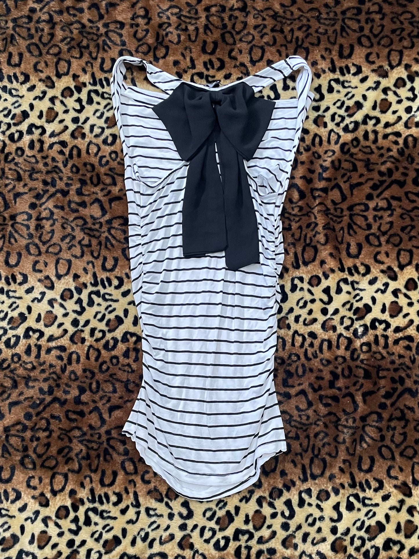 bebe striped mini dress w/ bow detail