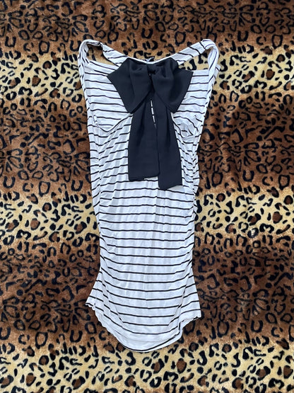bebe striped mini dress w/ bow detail