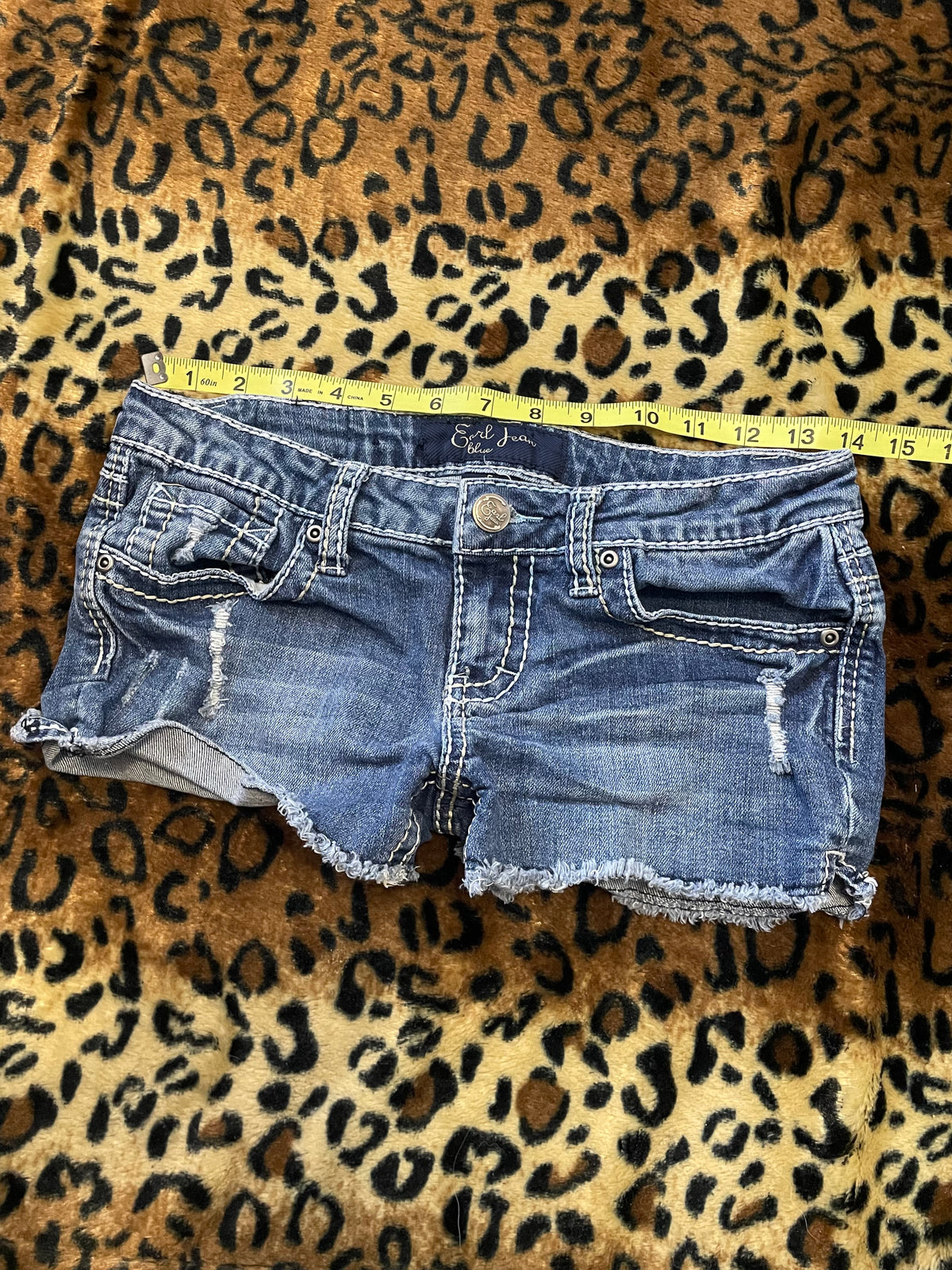 denim lowrise mini shorts