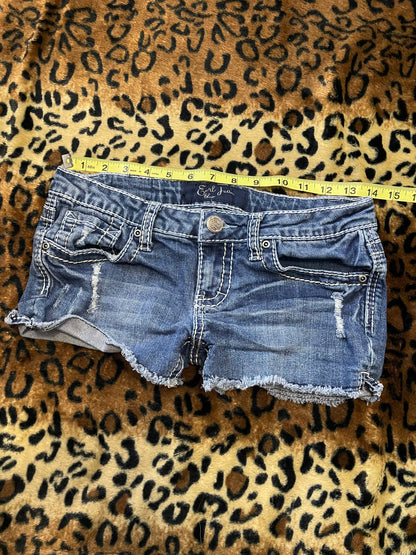 denim lowrise mini shorts