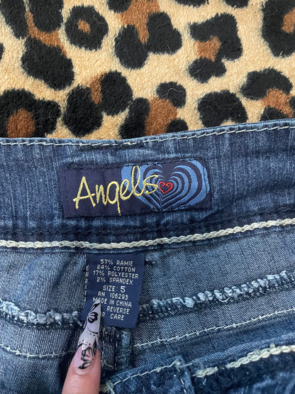 angels lowrise pocket flare jeans