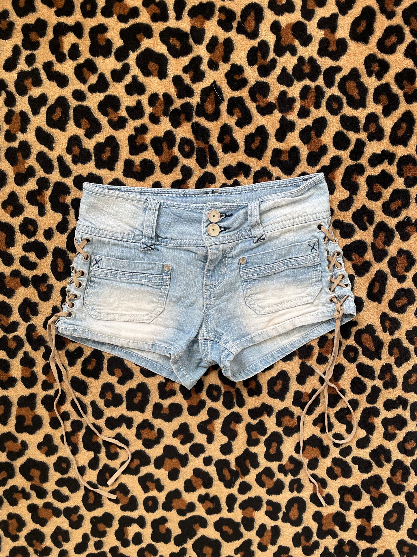 almost famous low rise lace up shorts